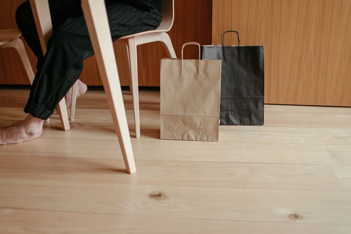 A branded kraft paper bag
