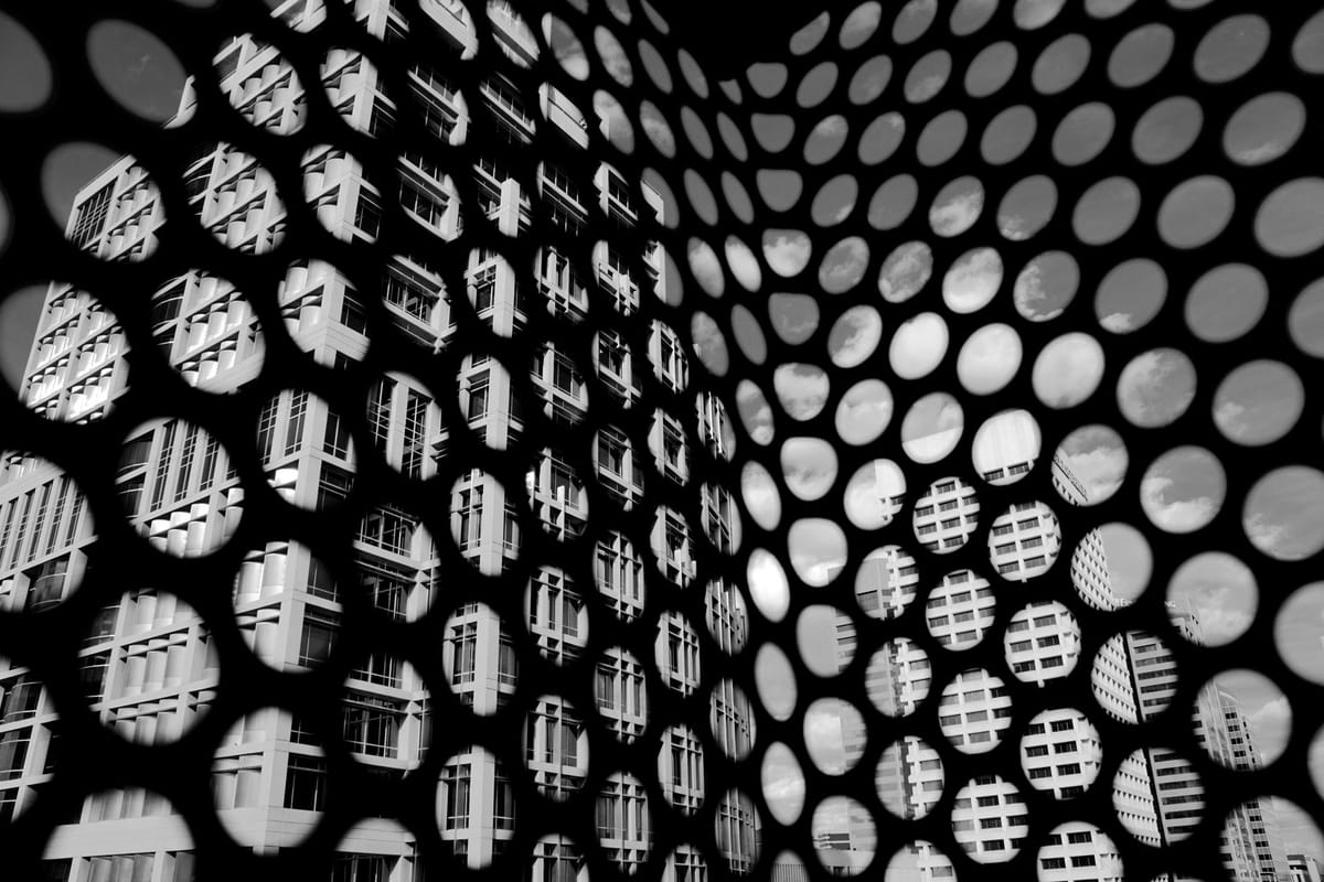 Close-up of perforated one-way vision film