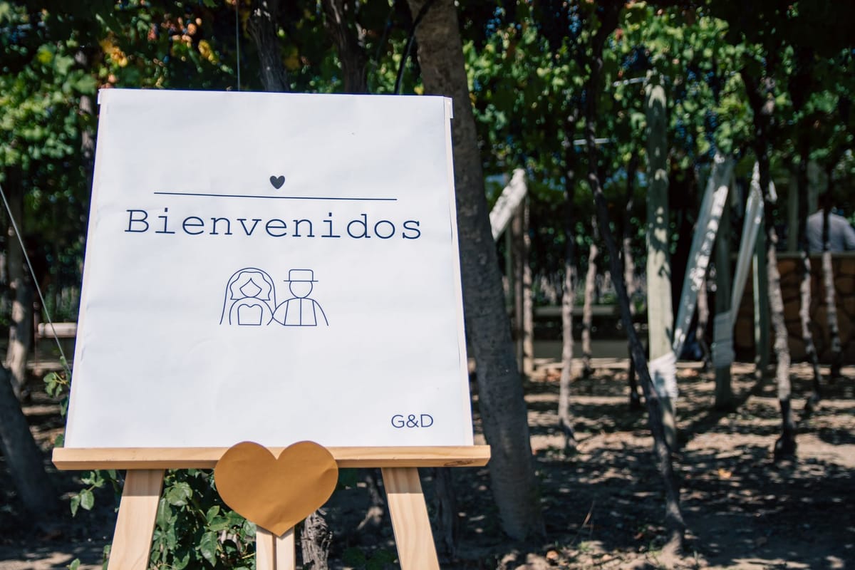 An elegant wedding welcome sign