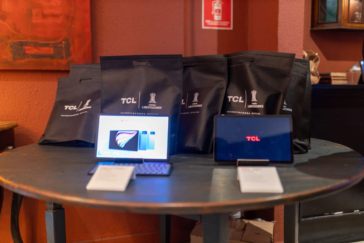 A branded product display at a launch