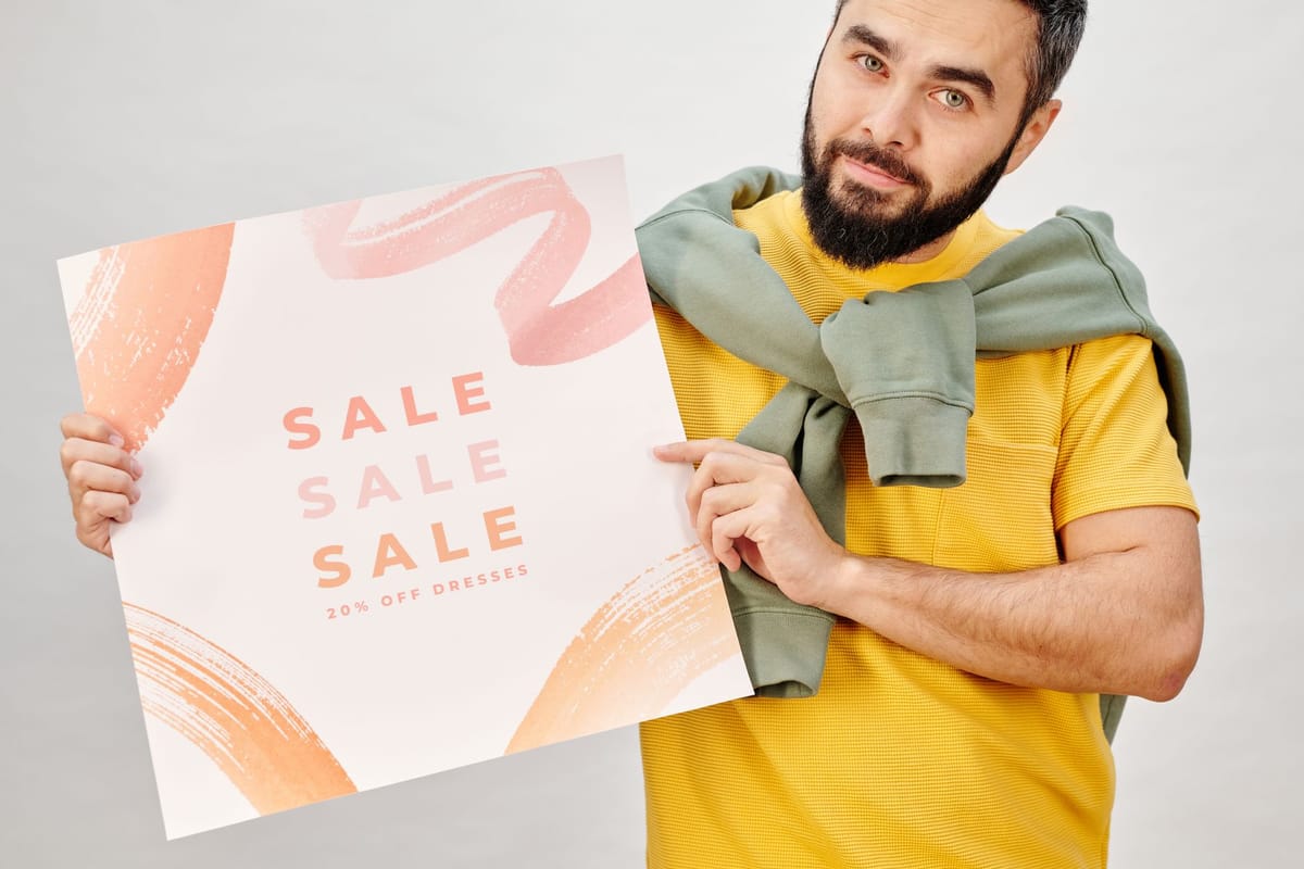 A discount promotion poster in a store