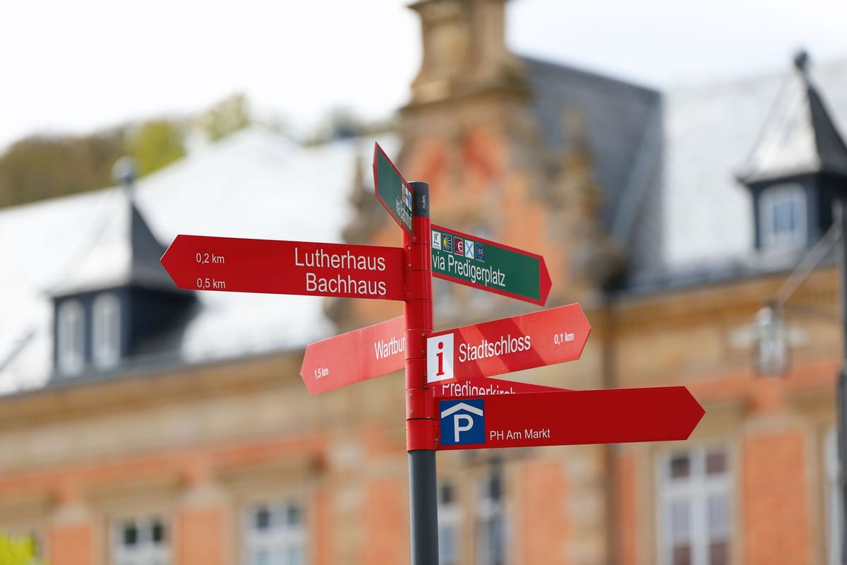 A wayfinding directory sign in a building