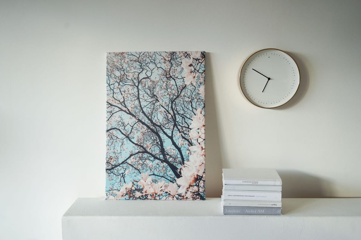 A canvas print on a living-room wall