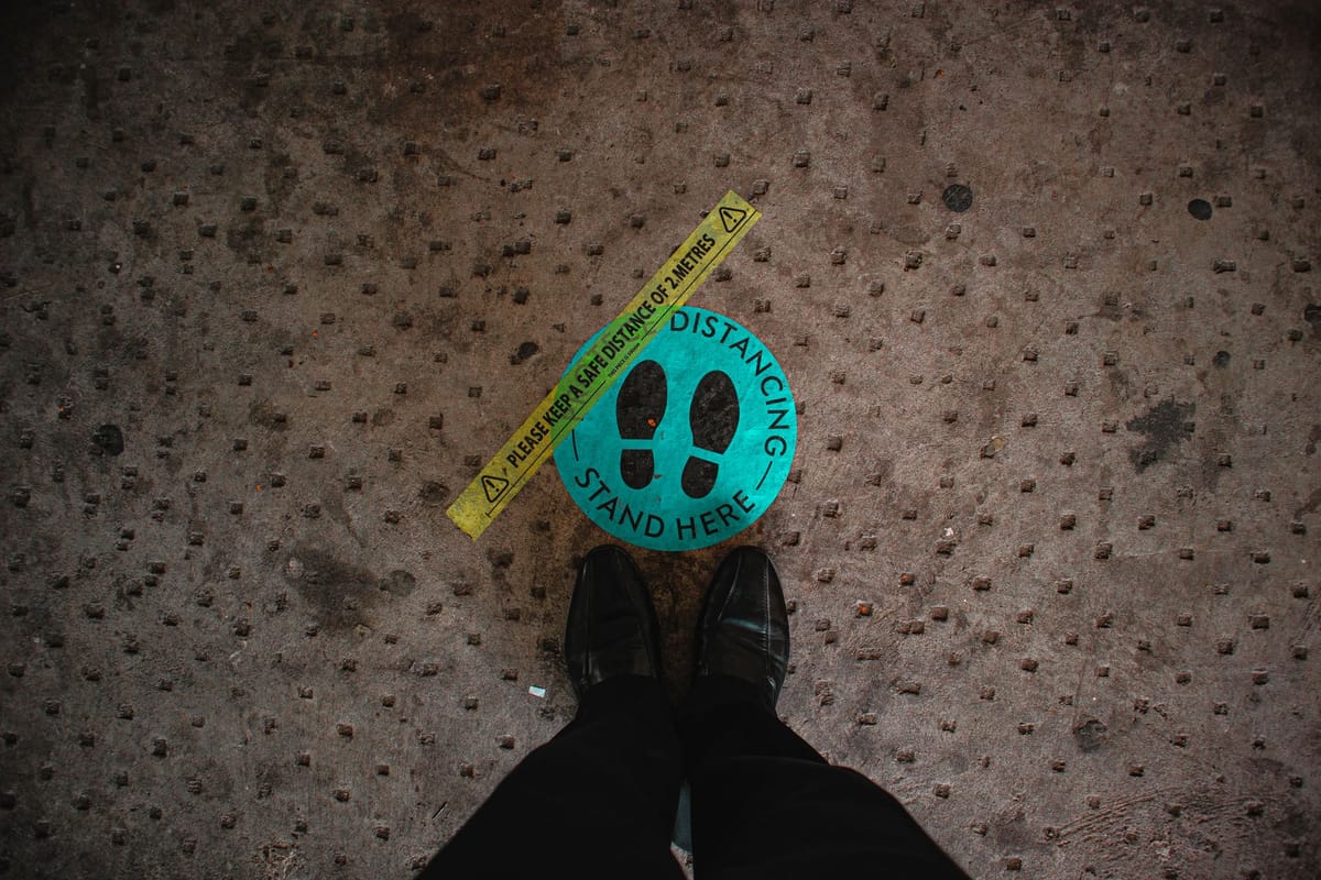 Anti-slip laminated floor sticker in a store