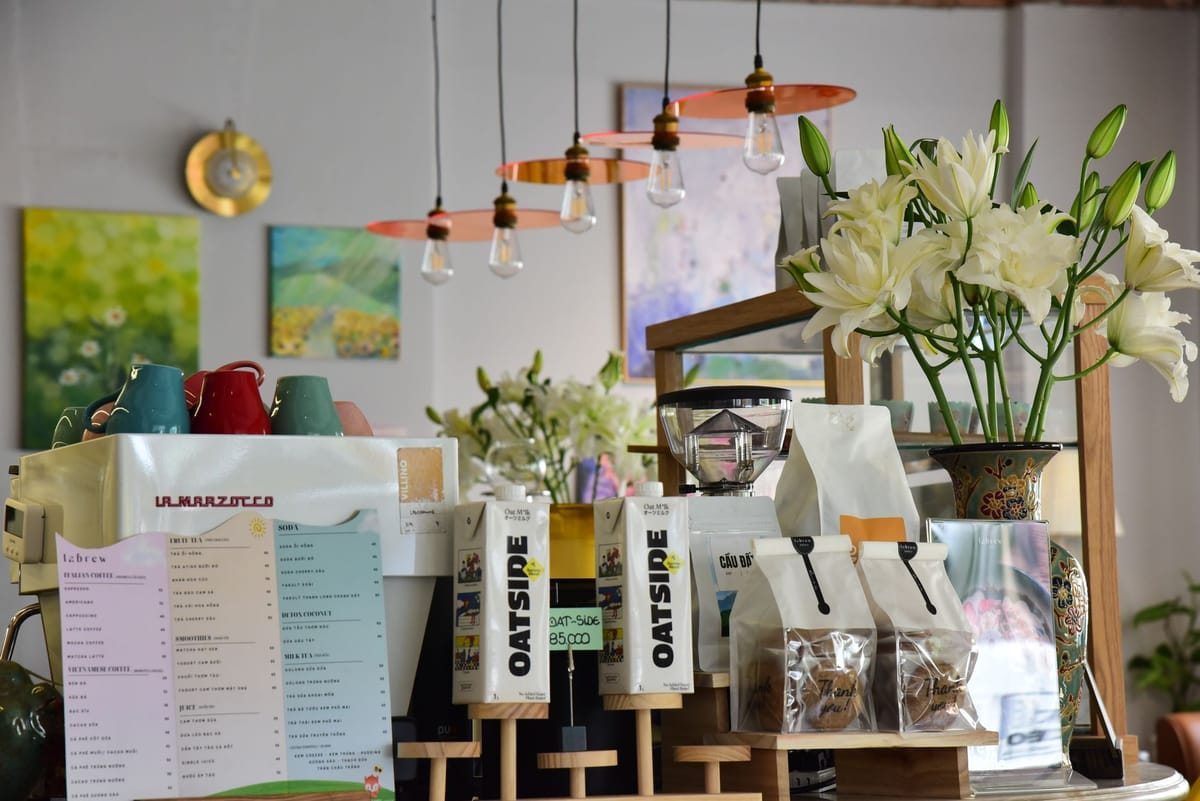 Signage and menus inside a café