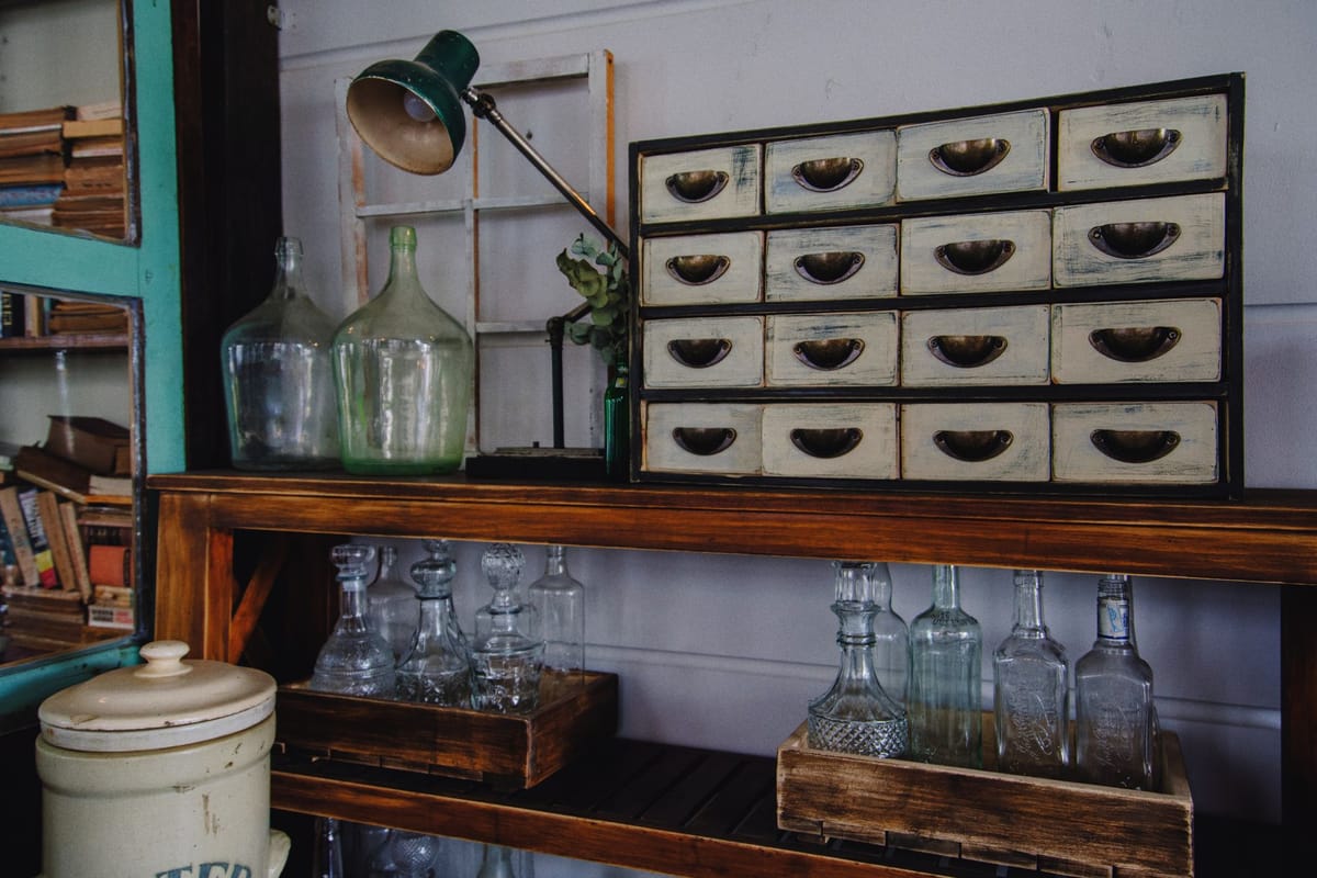 Display cases stored neatly on a shelf