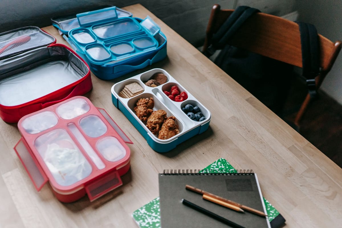 A compartment meal box filled with food