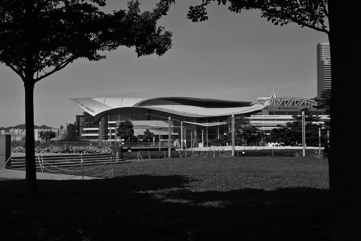 A large convention-centre exhibition hall