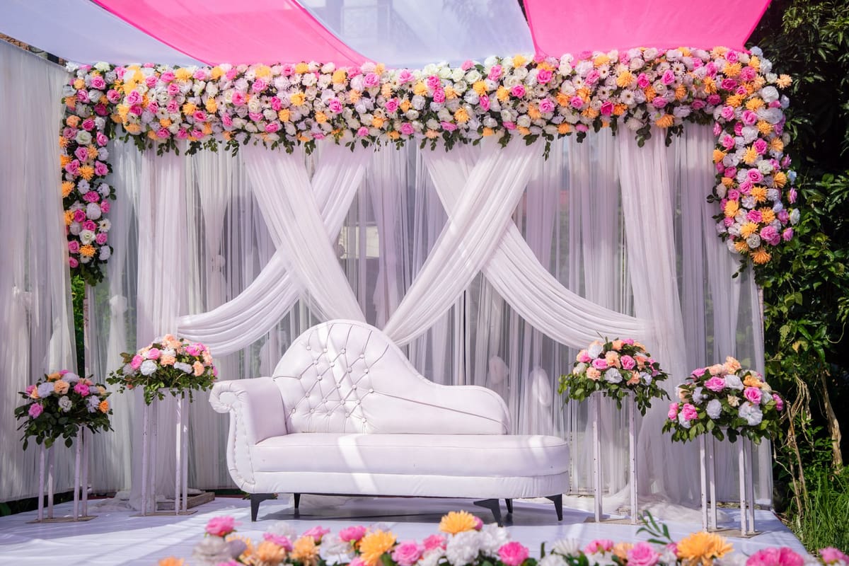 A reusable fabric backdrop set up at an event